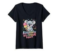 Womens Koalaty Ice Cream Expert Cute Koala Pun V-Neck T-Shirt