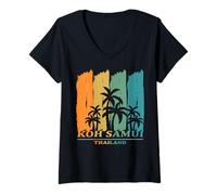Women's KOH Samui Thailand Palm Trees at the Beach Vacation Souvenir V-Neck T-Shirt