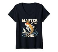 Women's Koi Fish Keeper Koi Pond Lover and Ornamental Fish Hobbyist V-Neck T-Shirt
