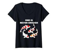 Womens Koi Fish One is Never Enough Decorative Carp V-Neck T-Shirt