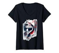 Womens Koi Fish Pond Asian Carp Harmonious Flow Water Symbol V-Neck T-Shirt