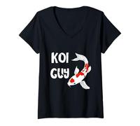 Womens Koi Guy Nishikigoi Carp Fish Kohaku Sanke V-Neck T-Shirt