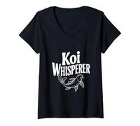 Women's Koi Whisperer Zen Fish Art for Nature Lovers V-Neck T-Shirt