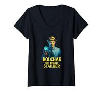 Womens Kolchak The Night Stalker Cult Classic Horror & Mystery V-Neck T-Shirt