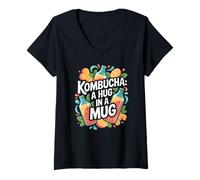 Womens Kombucha A Hug in A Mug Ginger Lemon Tea V-Neck T-Shirt