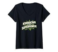 Women's Kombucha is My Superpower Kombucha SCOBY Brewer Gift V-Neck T-Shirt