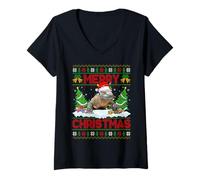 Womens Komodo Dragon Ugly Xmas Sweater Funny Animal Merry Christmas V-Neck T-Shirt