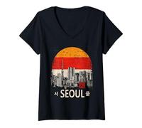 Womens KOREAN Cyberpunk SEOUL Streetwear KPOP Aesthetic V-Neck T-Shirt