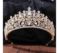 Women's Korean Gold Color Crown Hair Accessories Luxury Crystal Tiara For Women Wedding Headdress Bridal Hair Jewelry white gold19