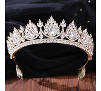 Women's Korean Gold Color Crown Hair Accessories Luxury Crystal Tiara For Women Wedding Headdress Bridal Hair Jewelry white gold6