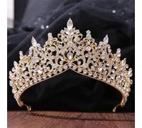 Women's Korean Gold Color Crown Hair Accessories Luxury Crystal Tiara For Women Wedding Headdress Bridal Hair Jewelry white gold18