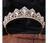 Women's Korean Gold Color Crown Hair Accessories Luxury Crystal Tiara For Women Wedding Headdress Bridal Hair Jewelry white gold22