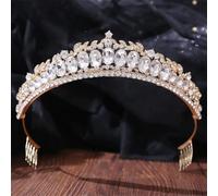 Women's Korean Gold Color Crown Hair Accessories Luxury Crystal Tiara For Women Wedding Headdress Bridal Hair Jewelry white gold7