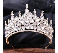 Women's Korean Gold Color Crown Hair Accessories Luxury Crystal Tiara For Women Wedding Headdress Bridal Hair Jewelry white gold5