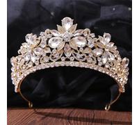 Women's Korean Gold Color Crown Hair Accessories Luxury Crystal Tiara For Women Wedding Headdress Bridal Hair Jewelry white gold29