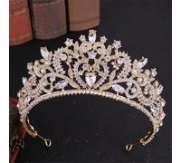 Women's Korean Gold Color Crown Hair Accessories Luxury Crystal Tiara For Women Wedding Headdress Bridal Hair Jewelry white gold27