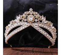 Women's Korean Gold Color Crown Hair Accessories Luxury Crystal Tiara For Women Wedding Headdress Bridal Hair Jewelry white gold24