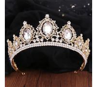 Women's Korean Gold Color Crown Hair Accessories Luxury Crystal Tiara For Women Wedding Headdress Bridal Hair Jewelry white gold25
