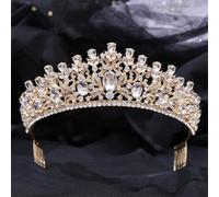 Women's Korean Gold Color Crown Hair Accessories Luxury Crystal Tiara For Women Wedding Headdress Bridal Hair Jewelry white gold11