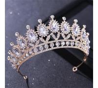 Women's Korean Gold Color Crown Hair Accessories Luxury Crystal Tiara For Women Wedding Headdress Bridal Hair Jewelry white gold13