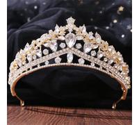 Women's Korean Gold Color Crown Hair Accessories Luxury Crystal Tiara For Women Wedding Headdress Bridal Hair Jewelry white gold14