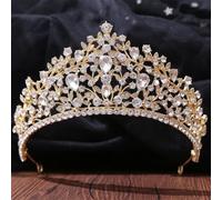 Women's Korean Gold Color Crown Hair Accessories Luxury Crystal Tiara For Women Wedding Headdress Bridal Hair Jewelry white gold15