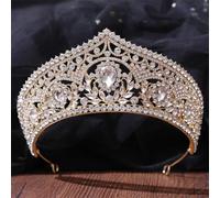 Women's Korean Gold Color Crown Hair Accessories Luxury Crystal Tiara For Women Wedding Headdress Bridal Hair Jewelry white gold2