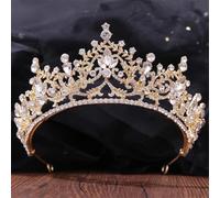 Women's Korean Gold Color Crown Hair Accessories Luxury Crystal Tiara For Women Wedding Headdress Bridal Hair Jewelry white gold30