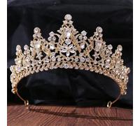 Women's Korean Gold Color Crown Hair Accessories Luxury Crystal Tiara For Women Wedding Headdress Bridal Hair Jewelry white gold16
