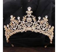 Women's Korean Gold Color Crown Hair Accessories Luxury Crystal Tiara For Women Wedding Headdress Bridal Hair Jewelry white gold26