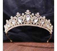 Women's Korean Gold Color Crown Hair Accessories Luxury Crystal Tiara For Women Wedding Headdress Bridal Hair Jewelry white gold21