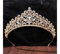 Women's Korean Gold Color Crown Hair Accessories Luxury Crystal Tiara For Women Wedding Headdress Bridal Hair Jewelry white gold20