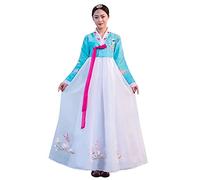 Women's Korean Hanboks Asia Traditional Elegant Skirt Embroidered Top Jacket Wedding Long Formal Dress Outfit (504# White, M)