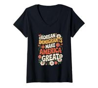 Women's Korean Immigrants Make America Great V-Neck T-Shirt
