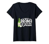 Womens Korean Liquor Drinking Lover Soju Drinker My Drama Soju V-Neck T-Shirt