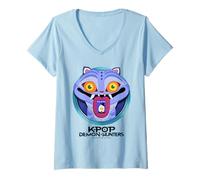 Womens Kpop Demon Hunters Cartoon Derpy Save The Date V-Neck T-Shirt