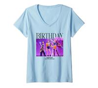 Womens Kpop Demon Hunters Huntrix Birthday Crew Group V-Neck T-Shirt