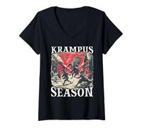 Womens Kramperl T | Krampus mask | Legendary Figure Krampus V-Neck T-Shirt