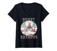 Womens Kramperl T | Krampus mask | Legendary Figure Krampus V-Neck T-Shirt