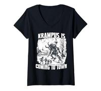 Womens Krampus Demonic Santa Claus Kramperl T Krampus Run V-Neck T-Shirt