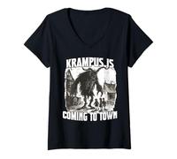 Womens Krampus Demonic Santa Claus Kramperl T Krampus Run V-Neck T-Shirt