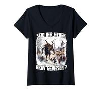 Womens Krampus Evil Nikolaus Perchtenlauf Bartl T Krampus Costume V-Neck T-Shirt