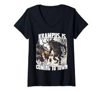 Womens Krampus Perchtenlauf Kramperl T Demon of Christmas Krampus V-Neck T-Shirt