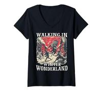 Womens Krampus Run | Bad Santa Claus | Perchten Bartl Krampus V-Neck T-Shirt