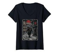 Women's Krampus T Creepy Santa Claus Kramperl Krampus Mask V-Neck T-Shirt