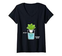 Women's Kratky Method Hydroponics Diagram - Simple Passive Gardening V-Neck T-Shirt