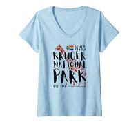 Womens Kruger National Park South Africa Flag Safari Giraffe Africa V-Neck T-Shirt