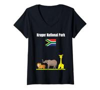 Womens Kruger National Park Souvenir South Africa Flag Safari Lover V-Neck T-Shirt