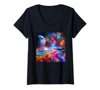Womens Kundalini Awakening Chakra Spiritual Energy Flow V-Neck T-Shirt