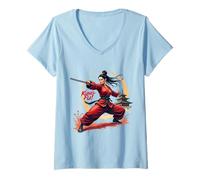 Womens Kung Fu Girl V-Neck T-Shirt